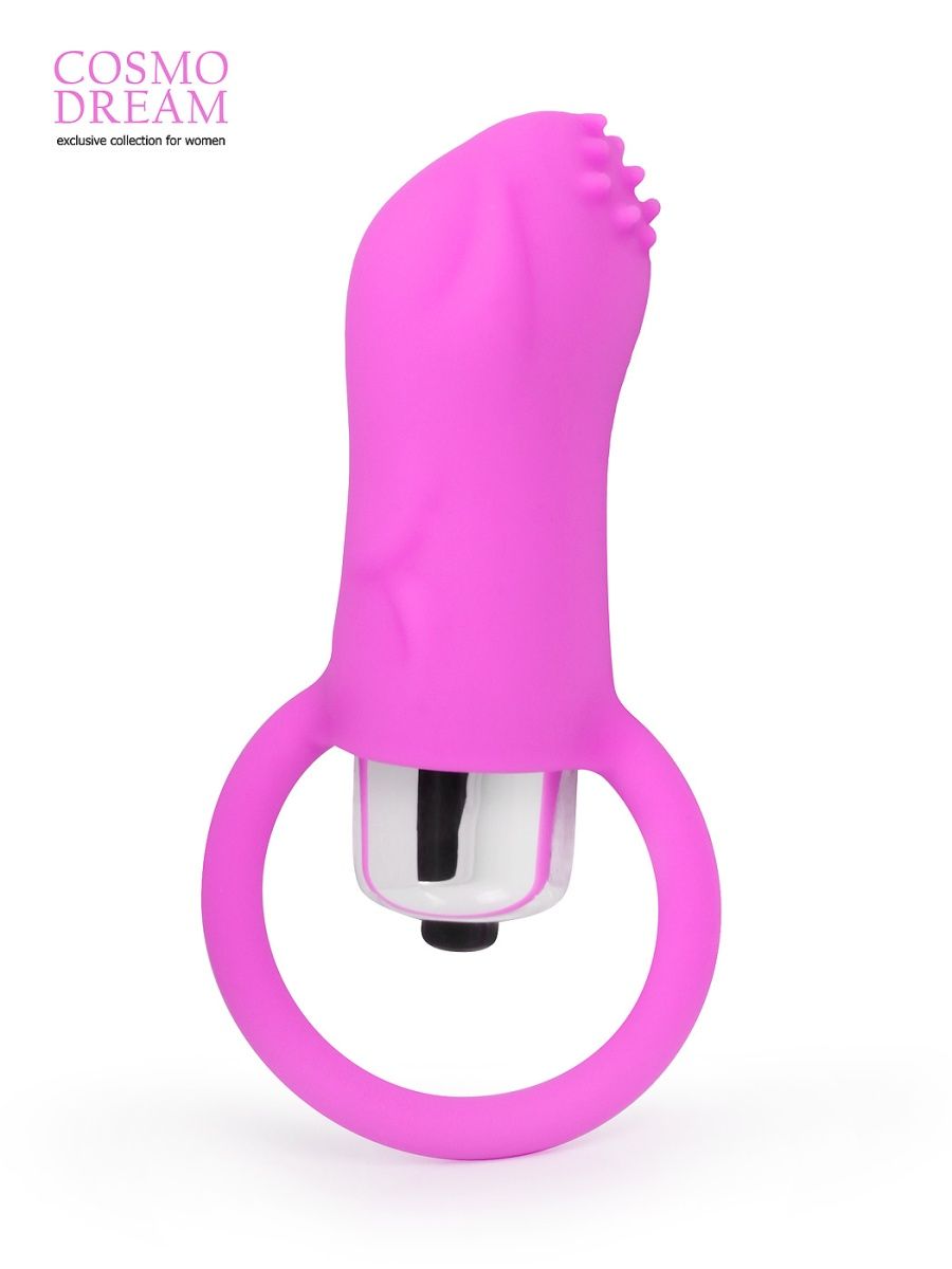 317217 Розовый вибромассажер с рельефной поверхностью и петелькой