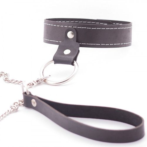 321323 Узкий однослойный ошейник с поводком