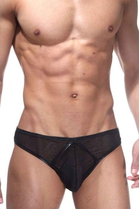 327580 Черные трусы-слипы с блестящей окантовкой