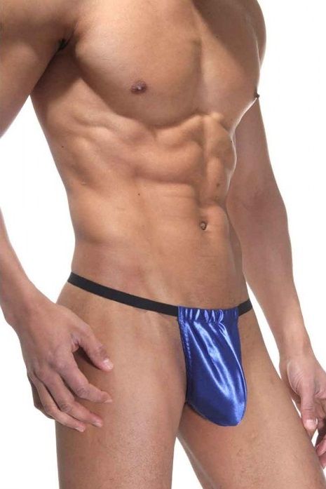 327635 Синие пикантные трусы из блестящей ткани