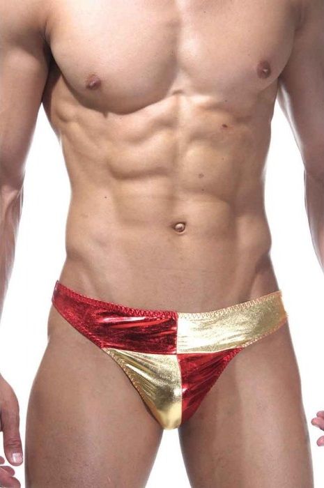 327700 Мужские трусы-тонги с золотистыми вставками