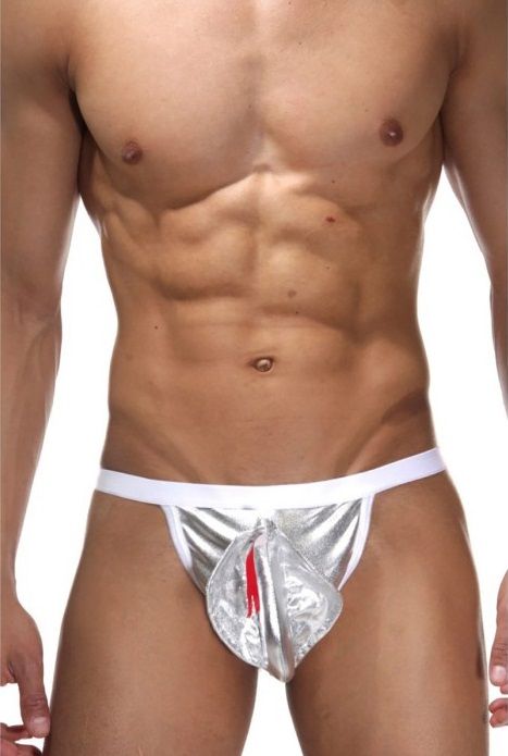 336051 Ролевые трусы с серебристой коброй
