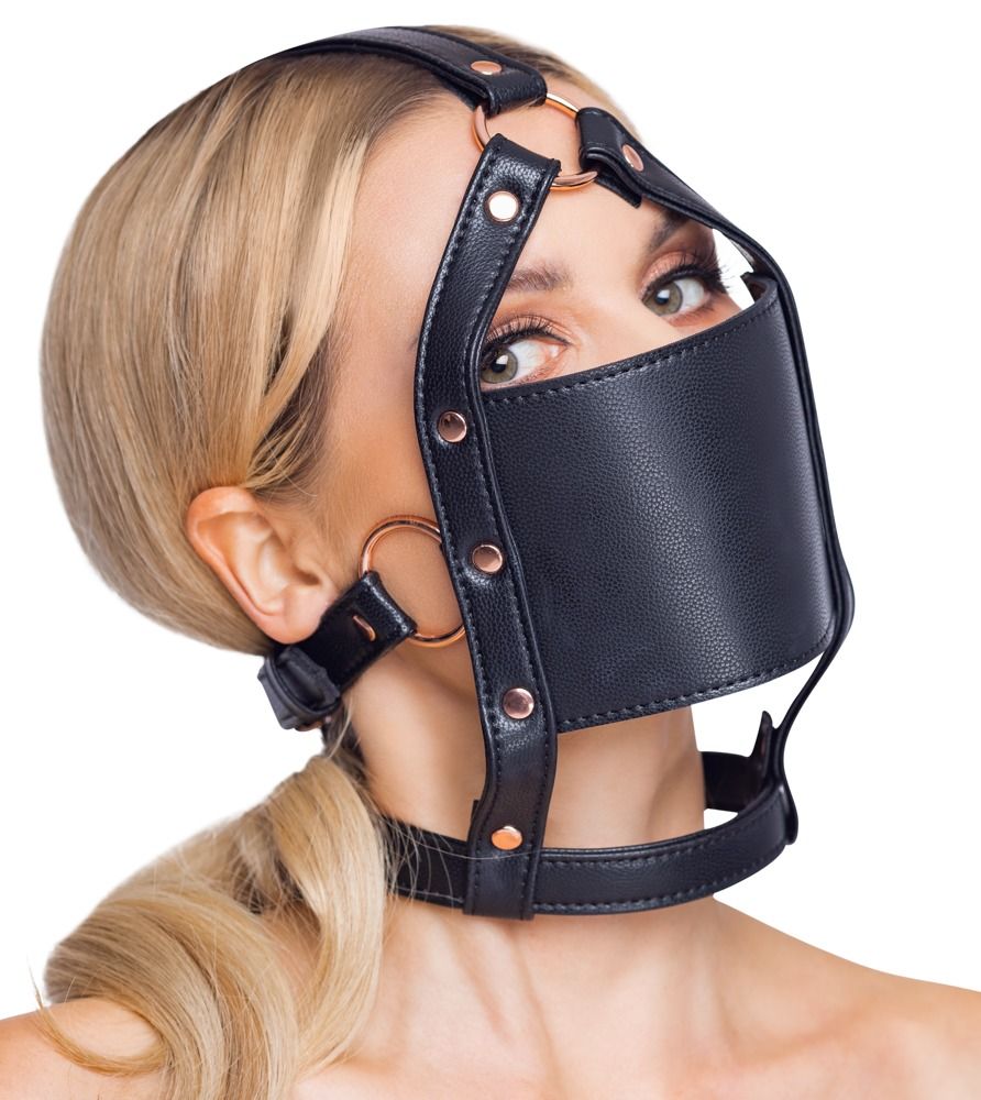 337893 Черный намордник с кляпом-шаром Head Harness With A Gag