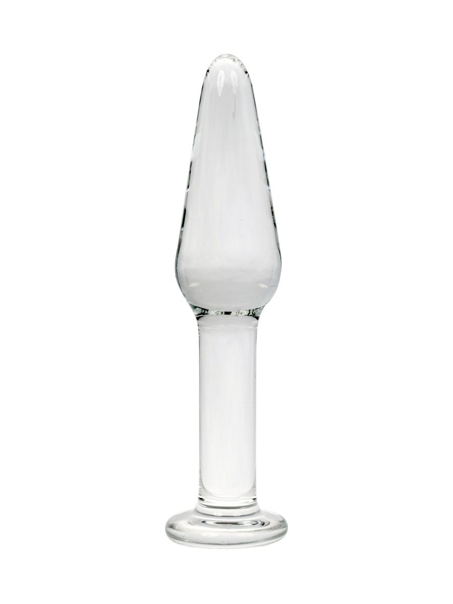 339980 Прозрачный удлиненный анальный плаг из стекла - 12 см.