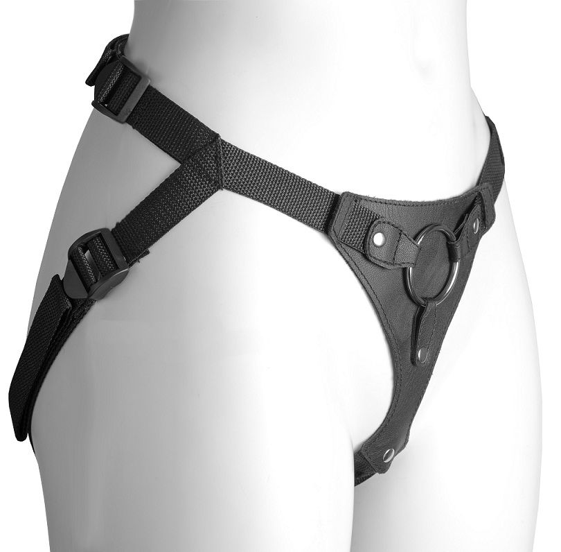 347433 Черный женский пояс-трусики с кольцом для фиксации насадок