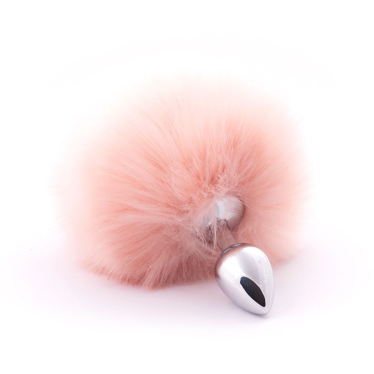 347525 Серебристая анальная пробка с бежевым хвостиком