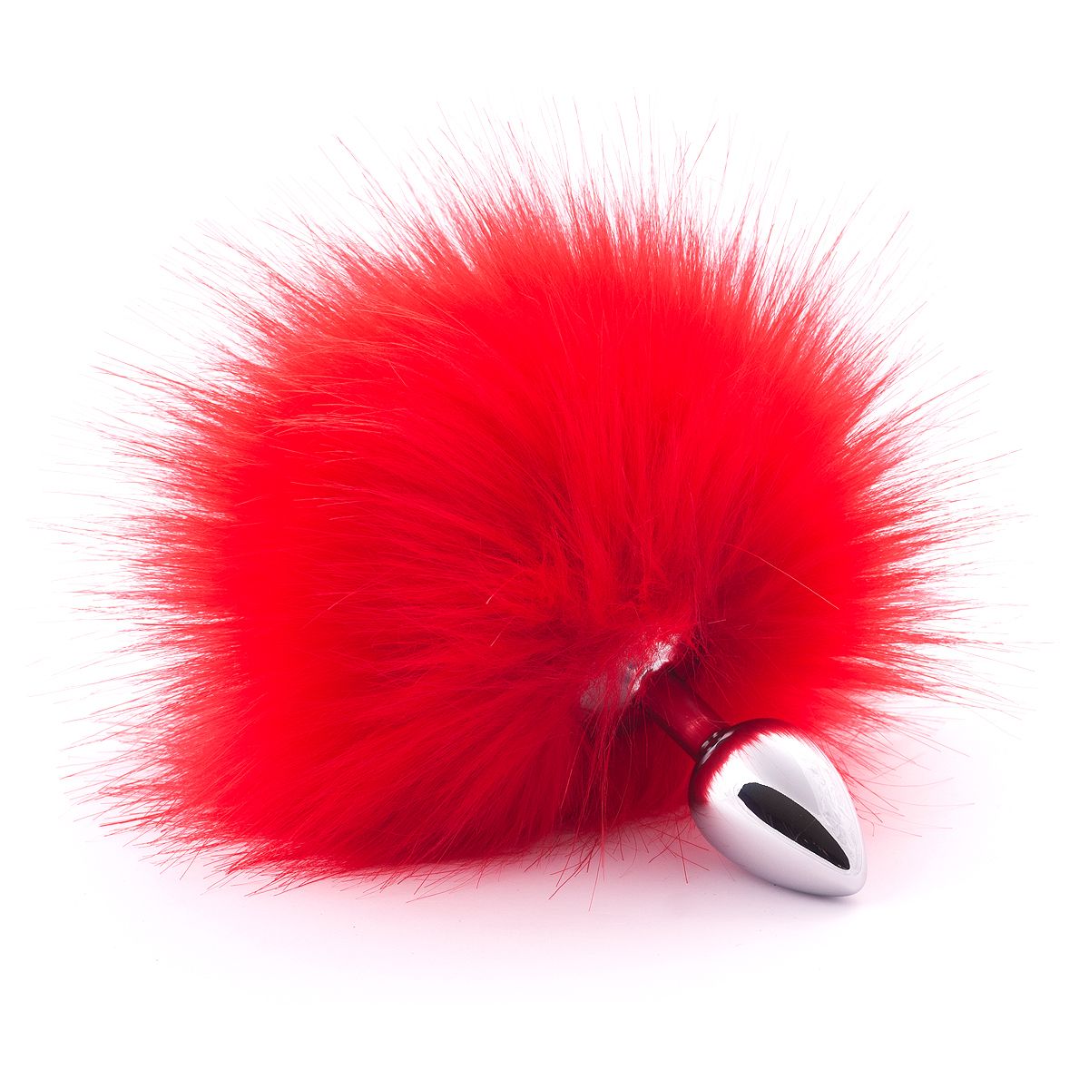 347528 Серебристая анальная пробка с красным хвостиком