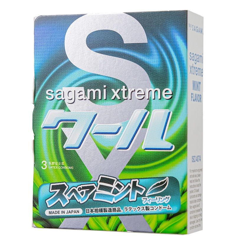 348417 Презервативы Sagami Xtreme Mint с ароматом мяты - 3 шт.