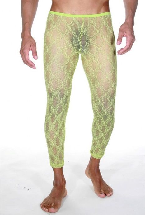 349134 Мужские ажурные легинсы цвета лайма