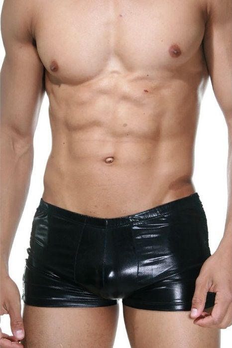 349145 Мужские черные боксеры с кружевными вставками по бокам