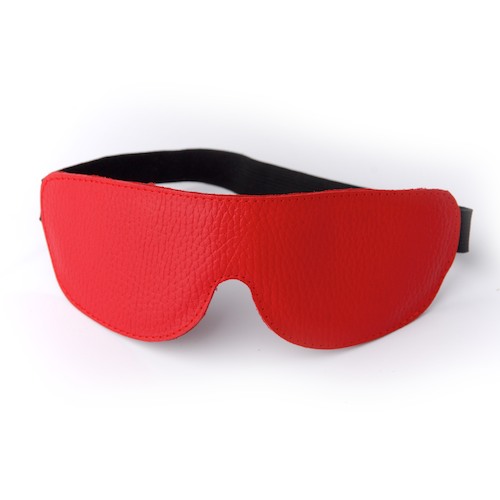 35227 Красная кожаная маска на глаза на резиночке