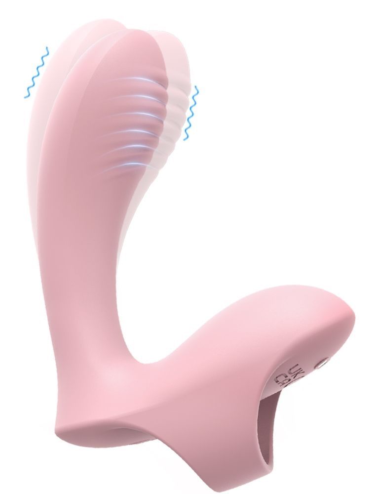 357063 Нежно-розовый вибромассажер с петелькой на палец