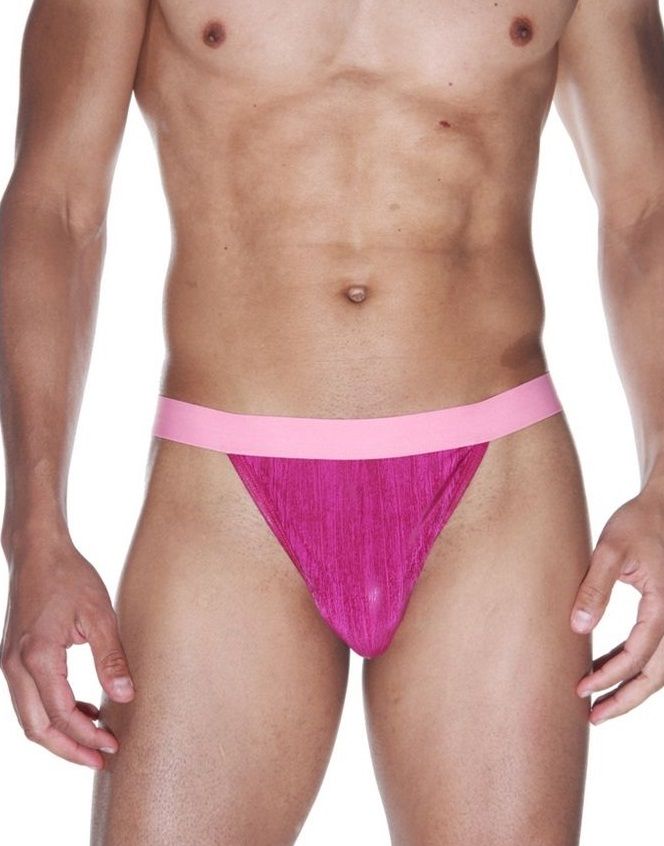 360367 Ярко-розовые трусы-тонги на широком поясе