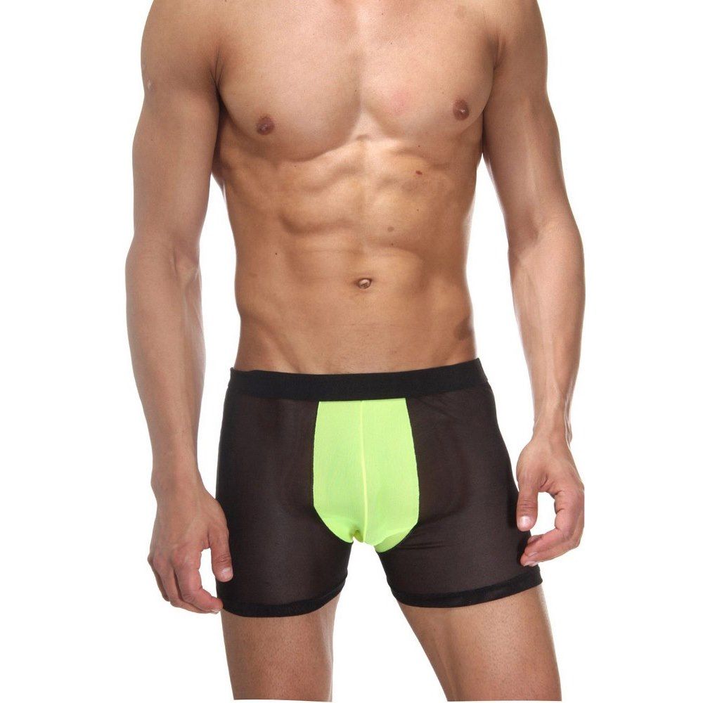 360563 Мужские полупрозрачные трусы-боксеры с неоновой вставкой