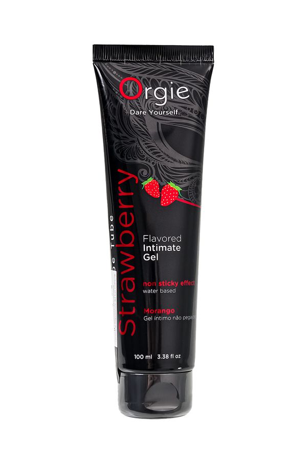 360797 Интимный гель на водной основе Lube Tube Strawberry с клубничным вкусом - 100 мл.