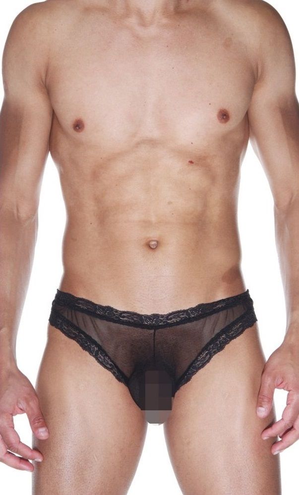 363049 Мужские трусы-бразилиана с кружевной отделкой