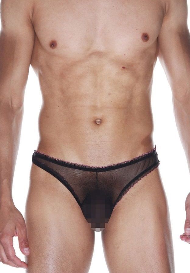 363059 Мужские черные полупрозрачные трусы-бразилиана