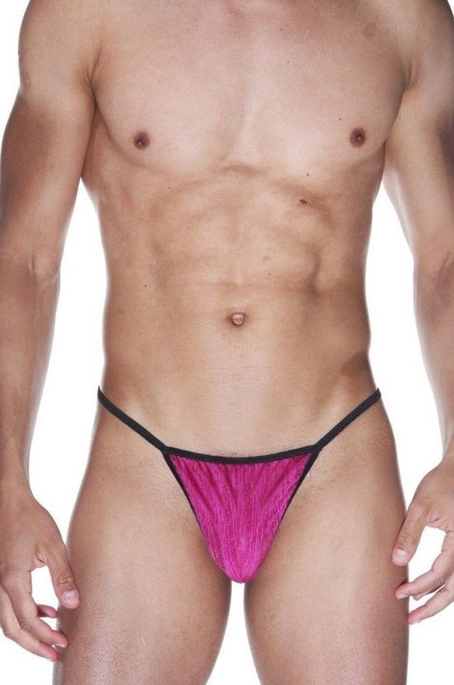 363419 Мужские розово-черные трусы-стринги