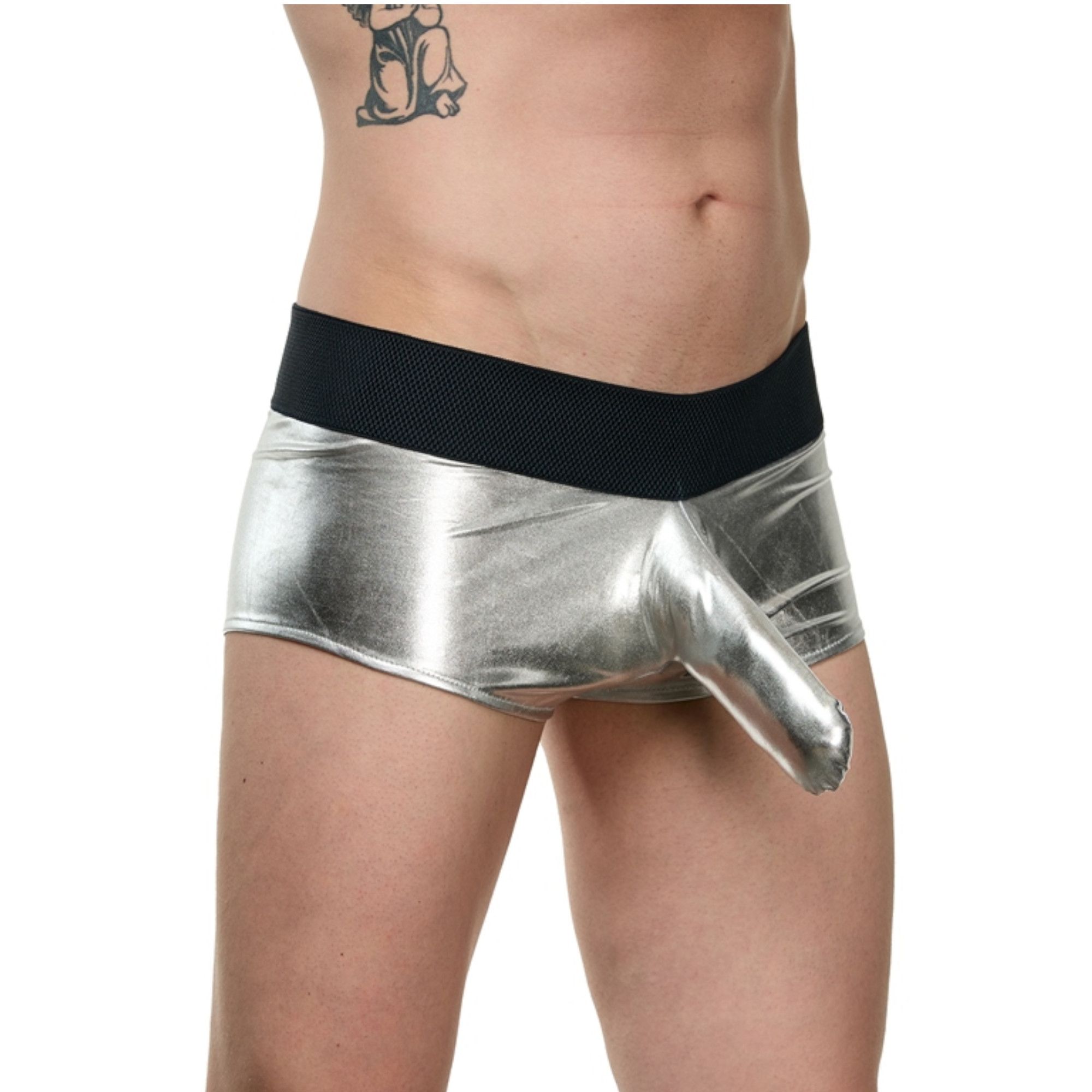365154 Мужские блестящие трусы-боксеры с кармашком под член
