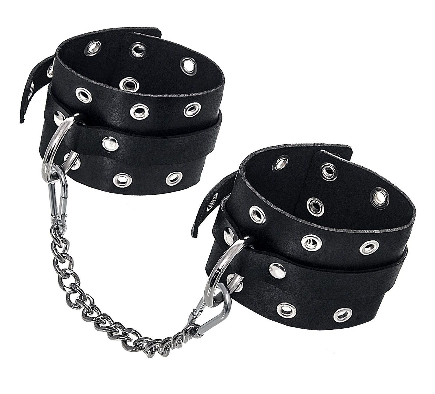 369910 Черные кожаные однослойные оковы с люверсами