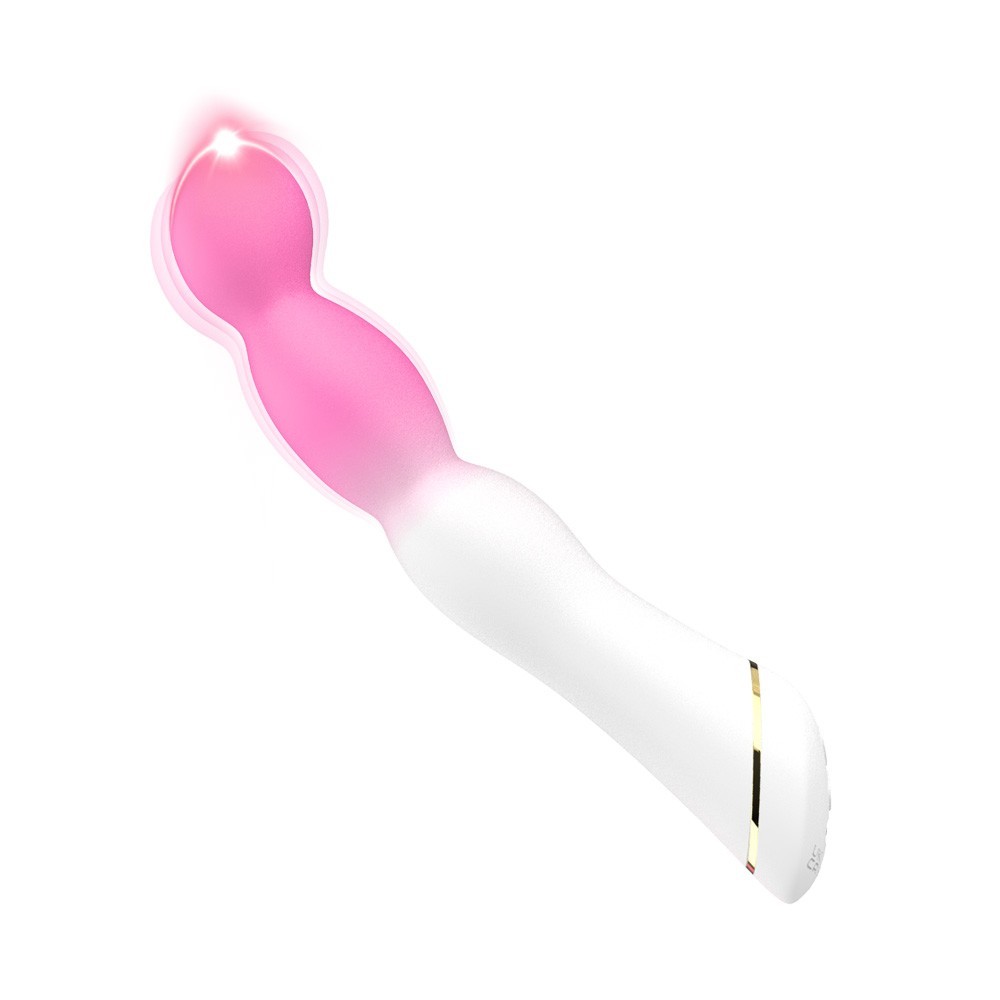 371043 Бело-розовый вибромассажер с круглой головкой - 21,5 см.