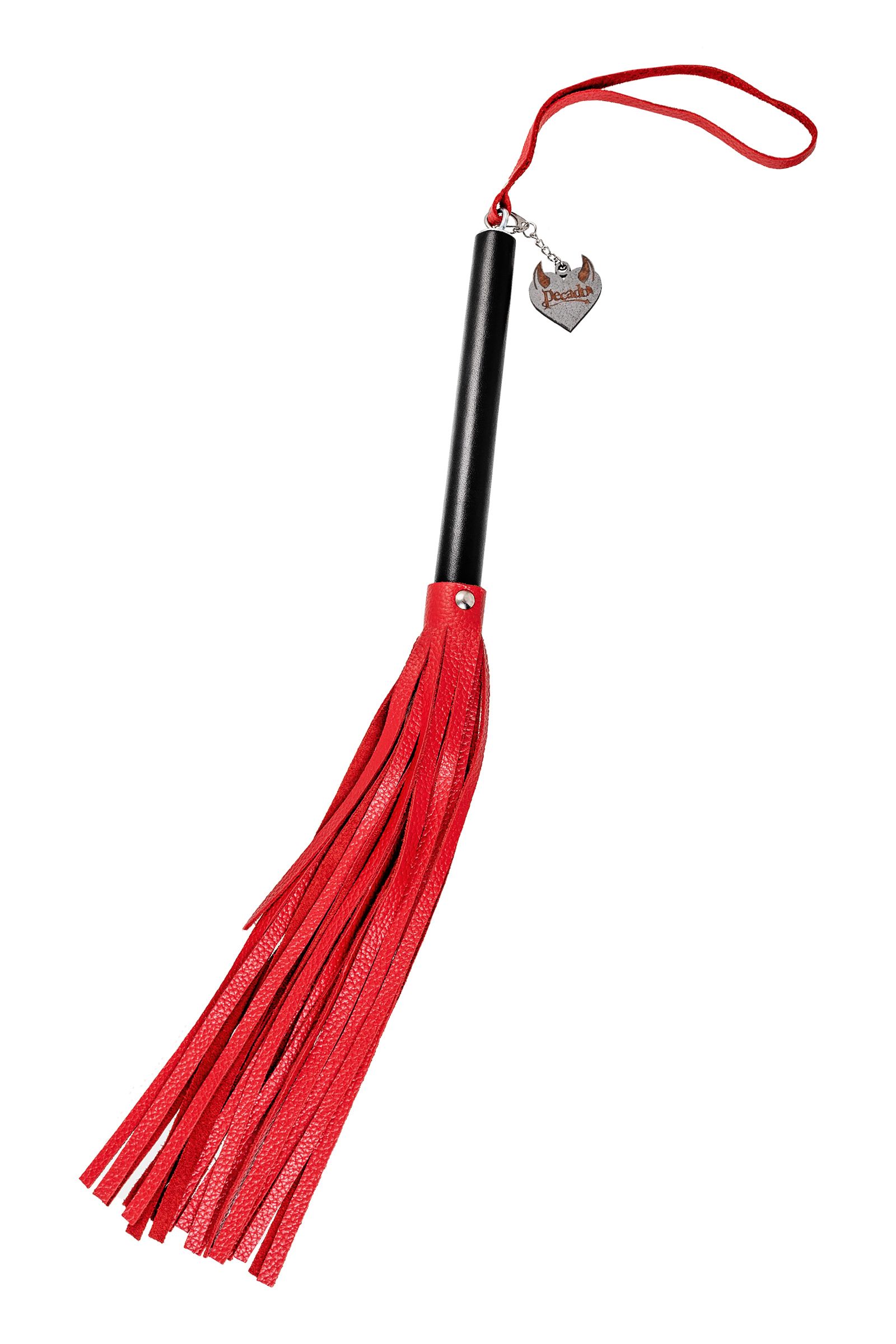 372089 Красно-черная кожаная плеть - 50 см.