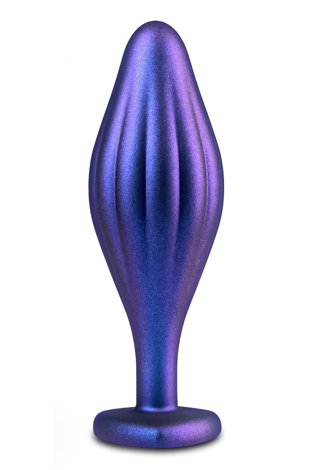 376375 Фиолетовая анальная пробка с кристаллом-сердцем Matrix Wavy Bling Plug - 11,4 см.