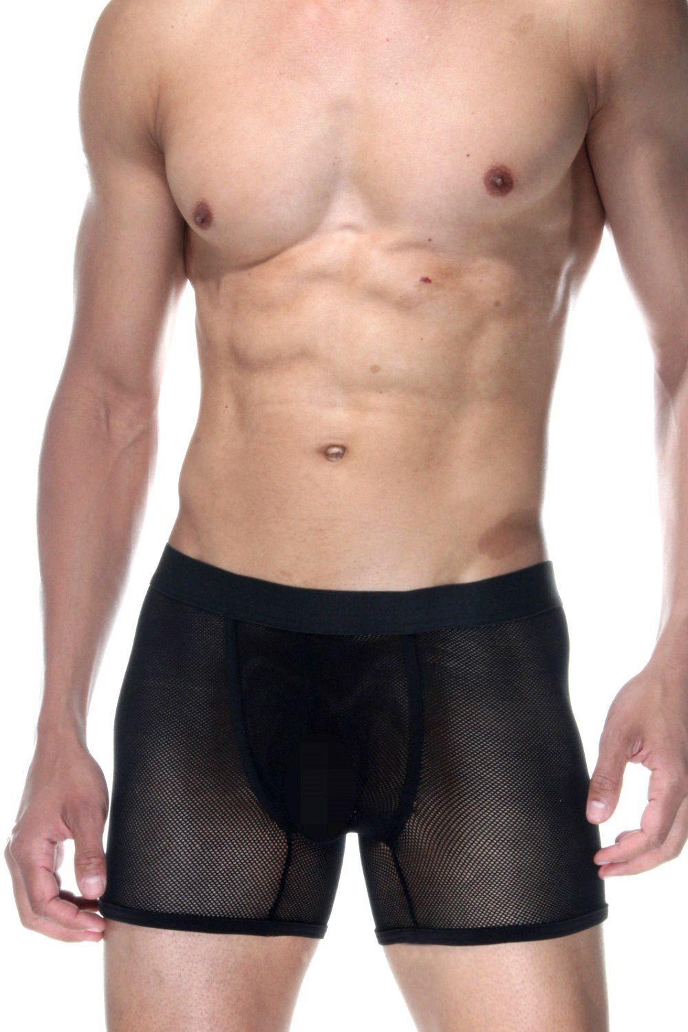 377643 Черные полупрозрачные трусы-боксеры