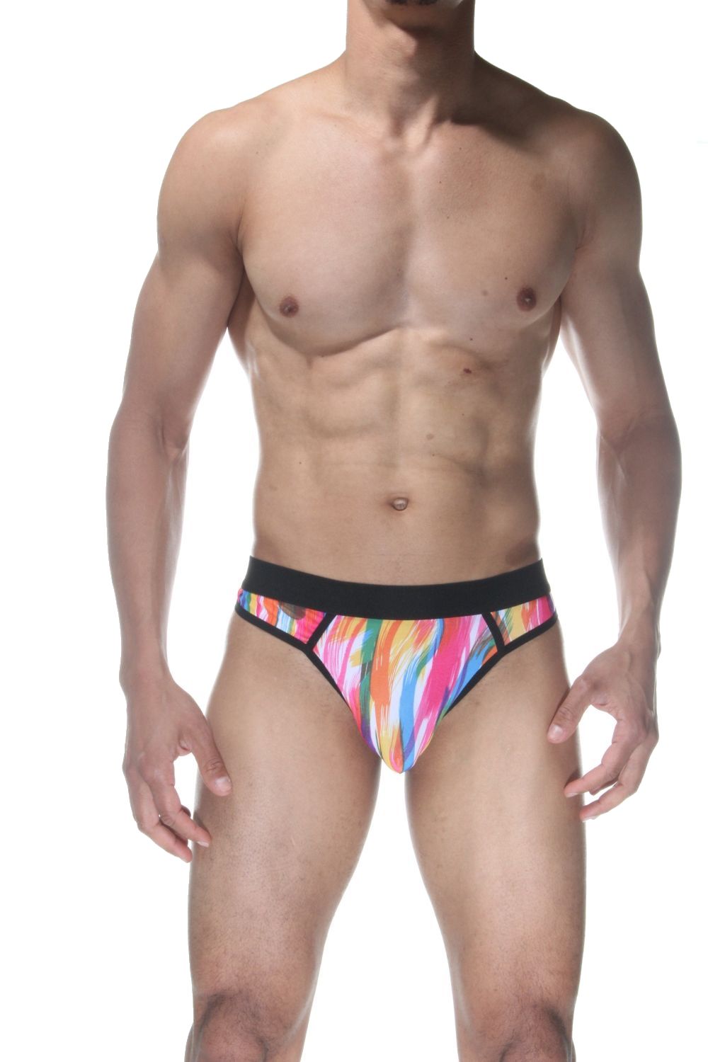 378036 Мужские трусы-стринги с принтом в виде мазков краски