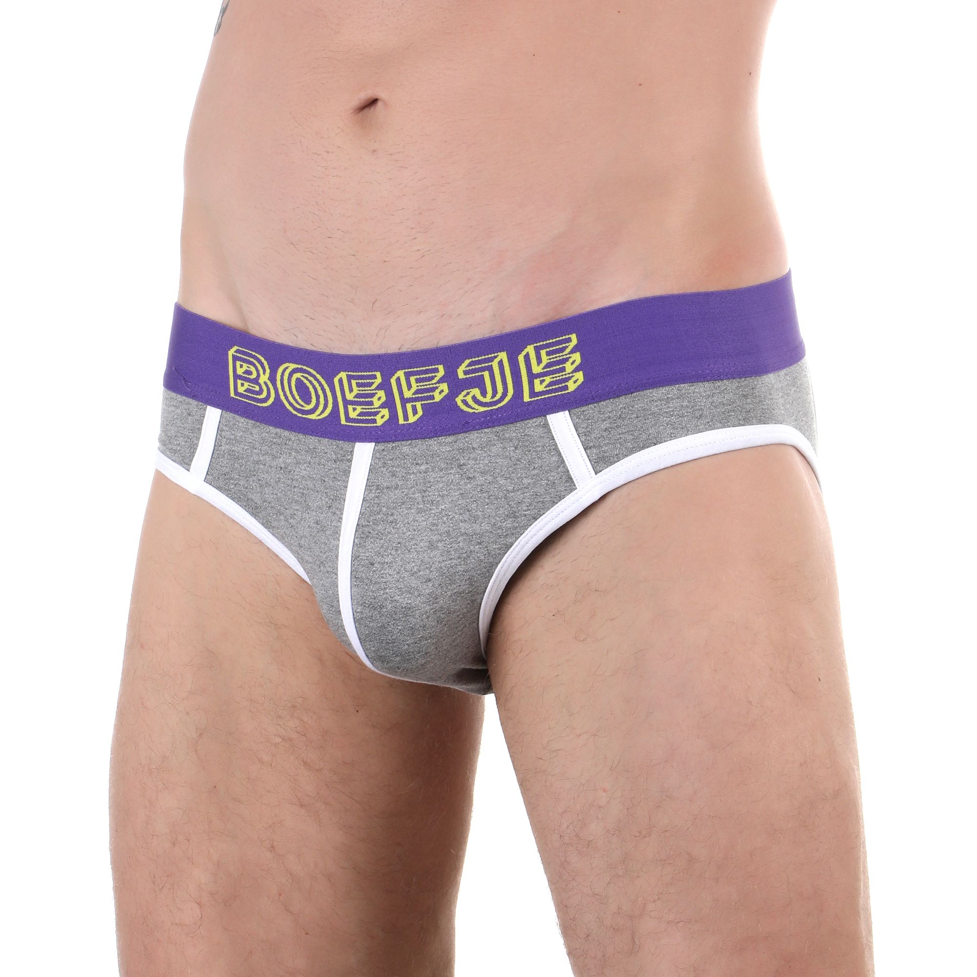 384117 Серые меланжевые трусы-джоки с брендированной резинкой