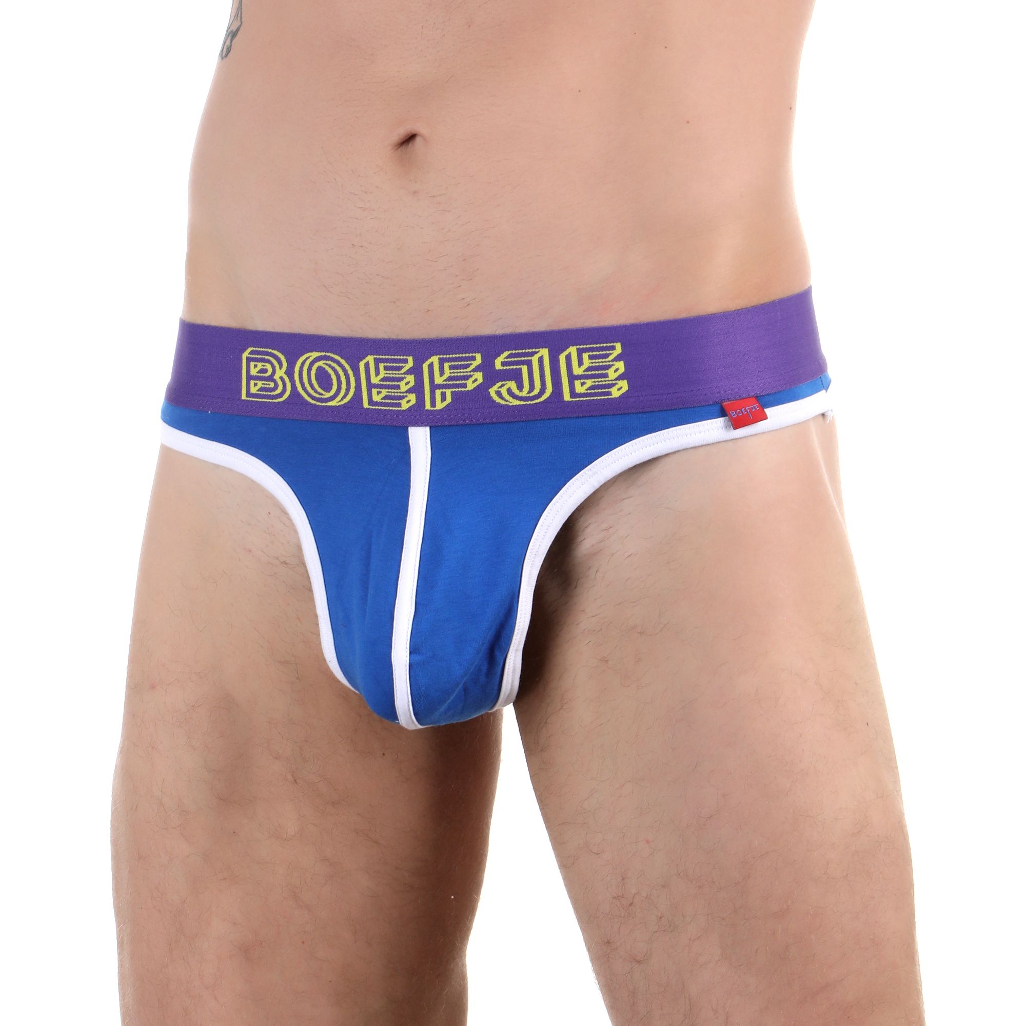 384186 Синие сексуальные трусы-тонги с широким поясом