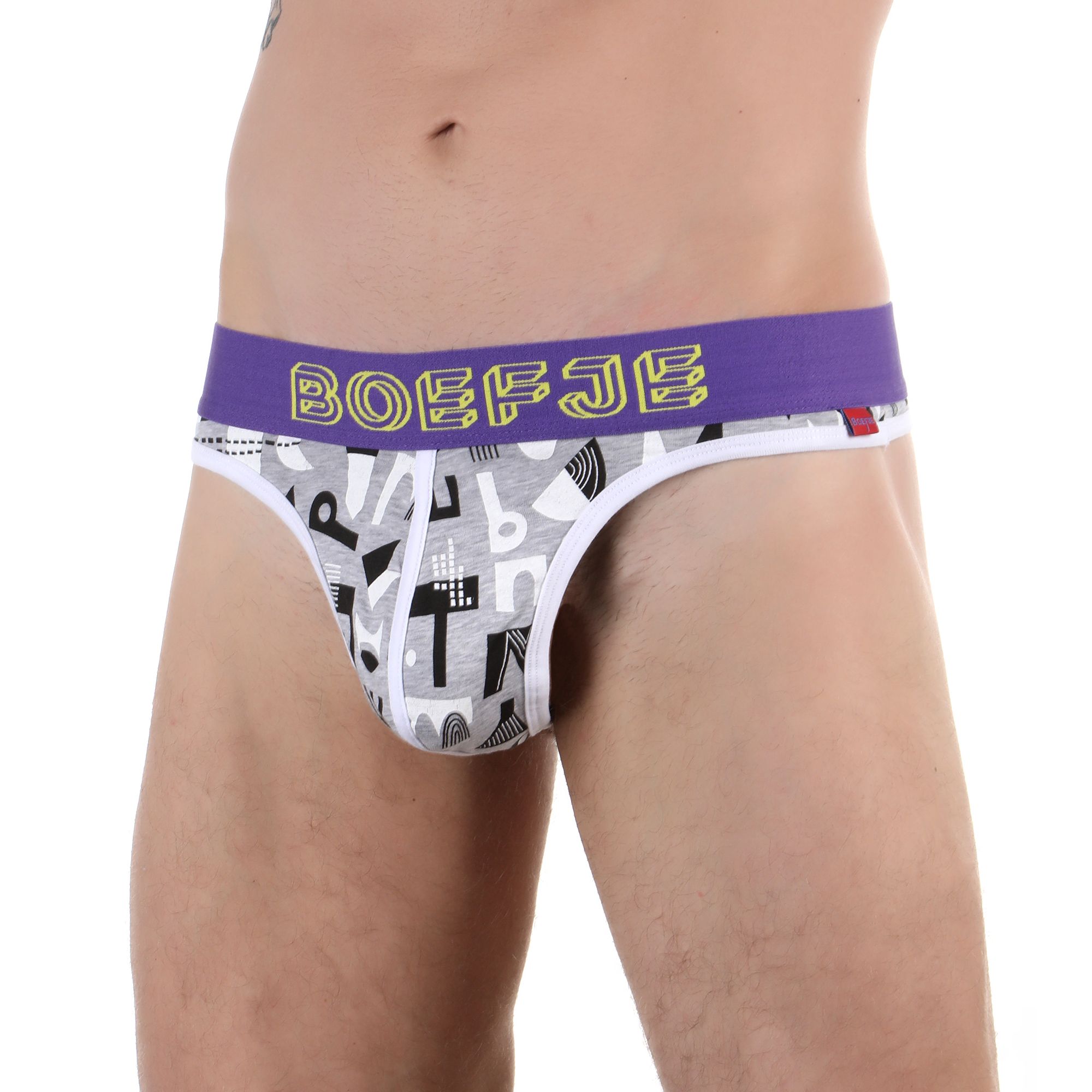 384195 Сексуальные серые трусы-тонги с принтом в виде букв