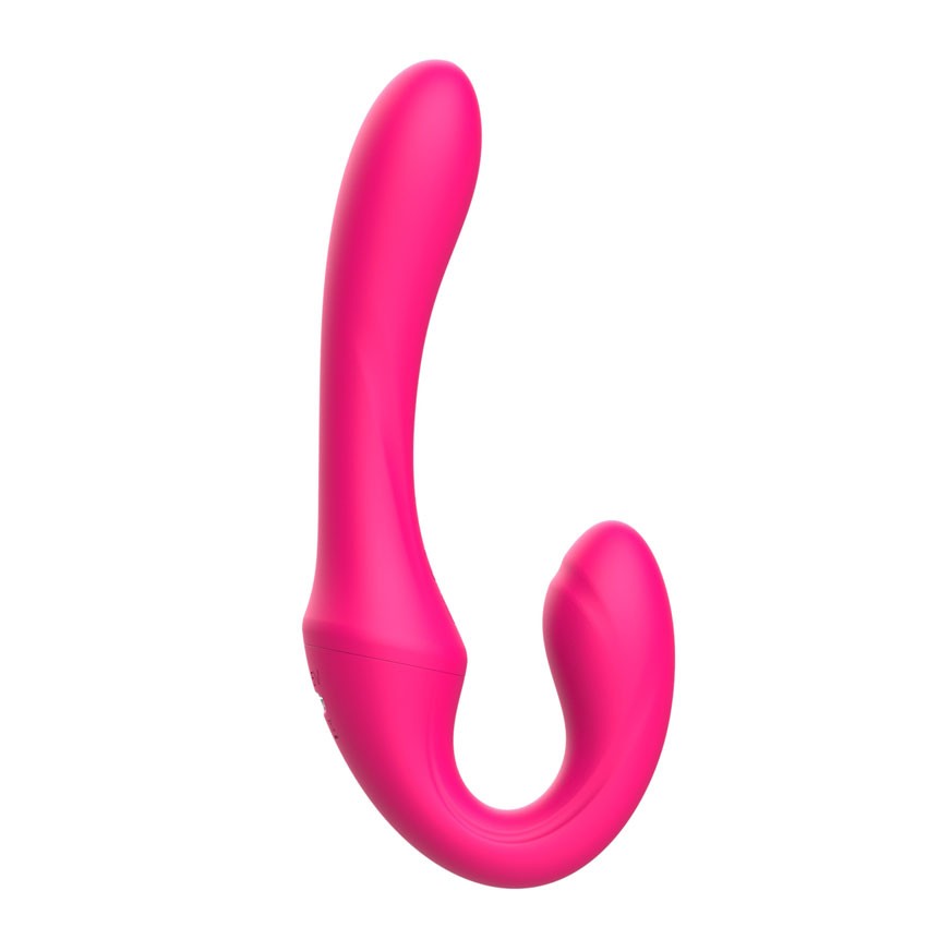 400470 Розовый вибратор с клиторальным отростком и пультом ДУ- 19,6 см.