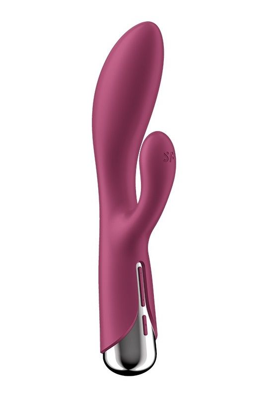 401605 Малиновый вибратор-кролик Spinning Rabbit 1 с ротацией - 20 см.