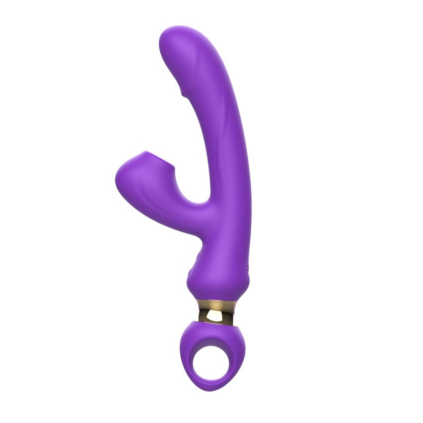 403222 Фиолетовый вибратор-кролик с вакуумной стимуляцией клитора - 24,6 см.