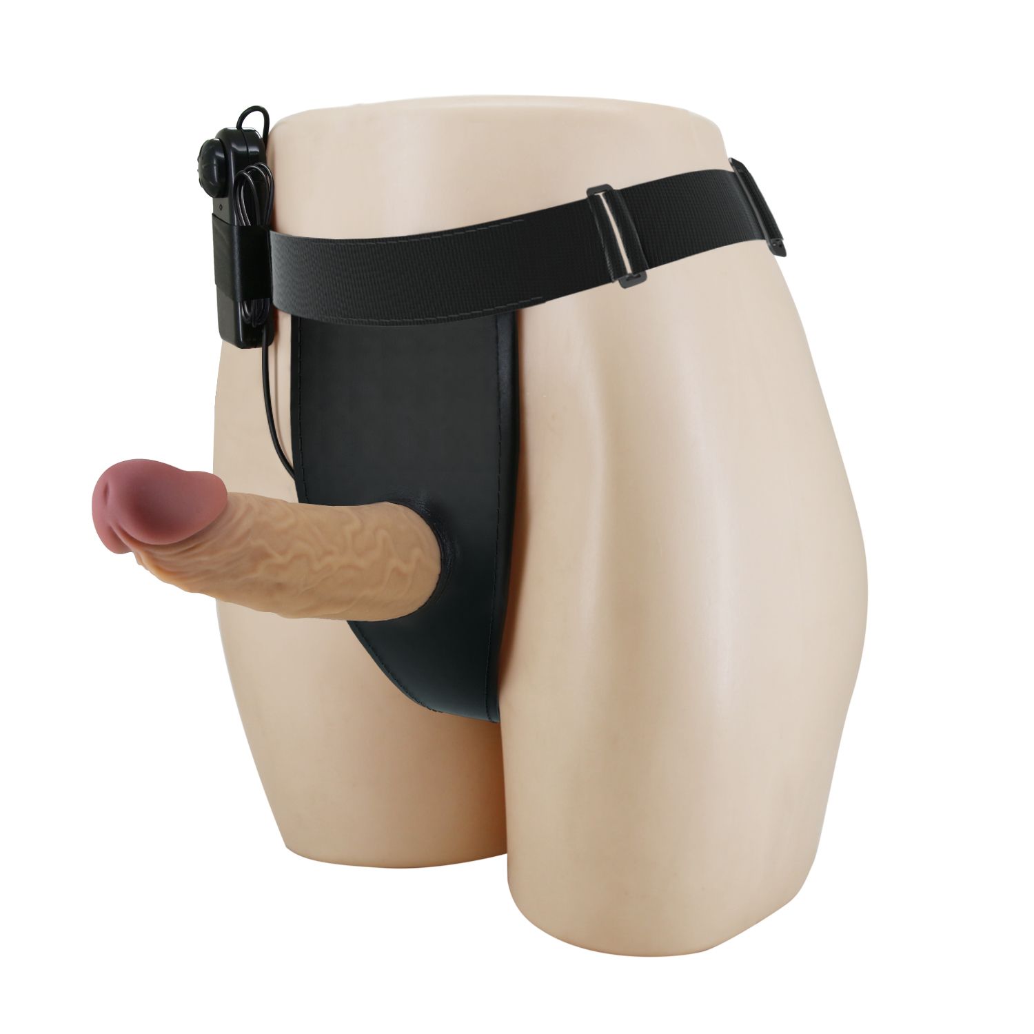 447117 Полый вибрострапон на регулируемых трусиках Draven - 17,5 см.