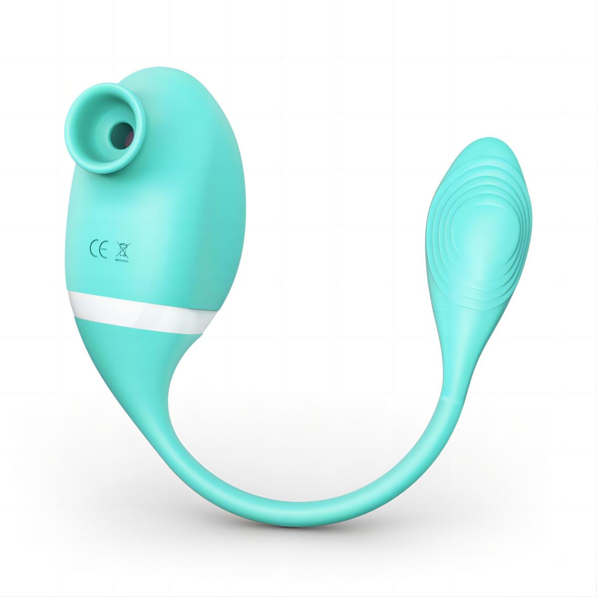 450769 Мятный вакуумный вибростимулятор Tadpole Vibrating Dual Stimulation с виброхвостиком