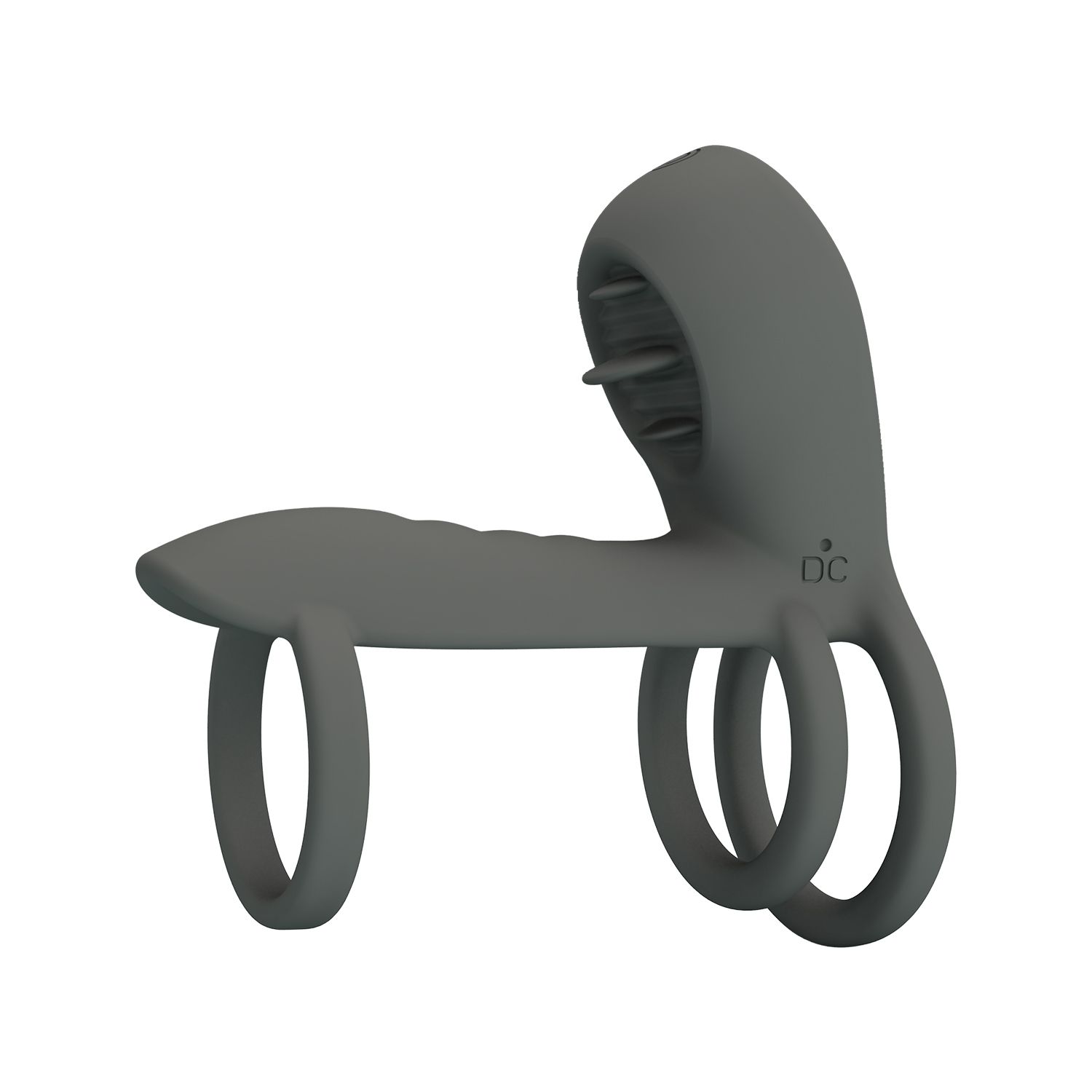 451180 Серая насадка на пенис с 12 режимами вибрации