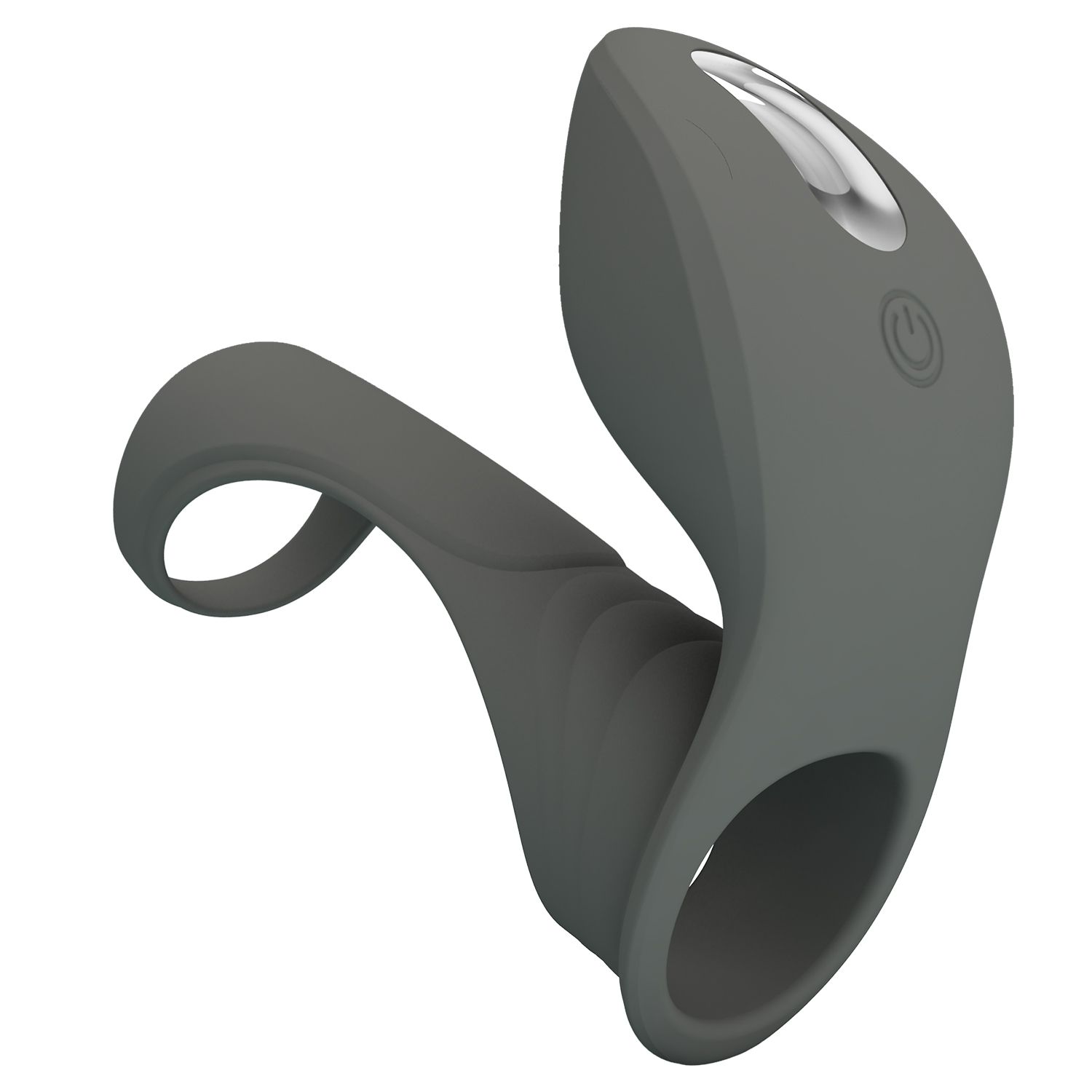 451182 Серая насадка для пениса с вибростимуляцией