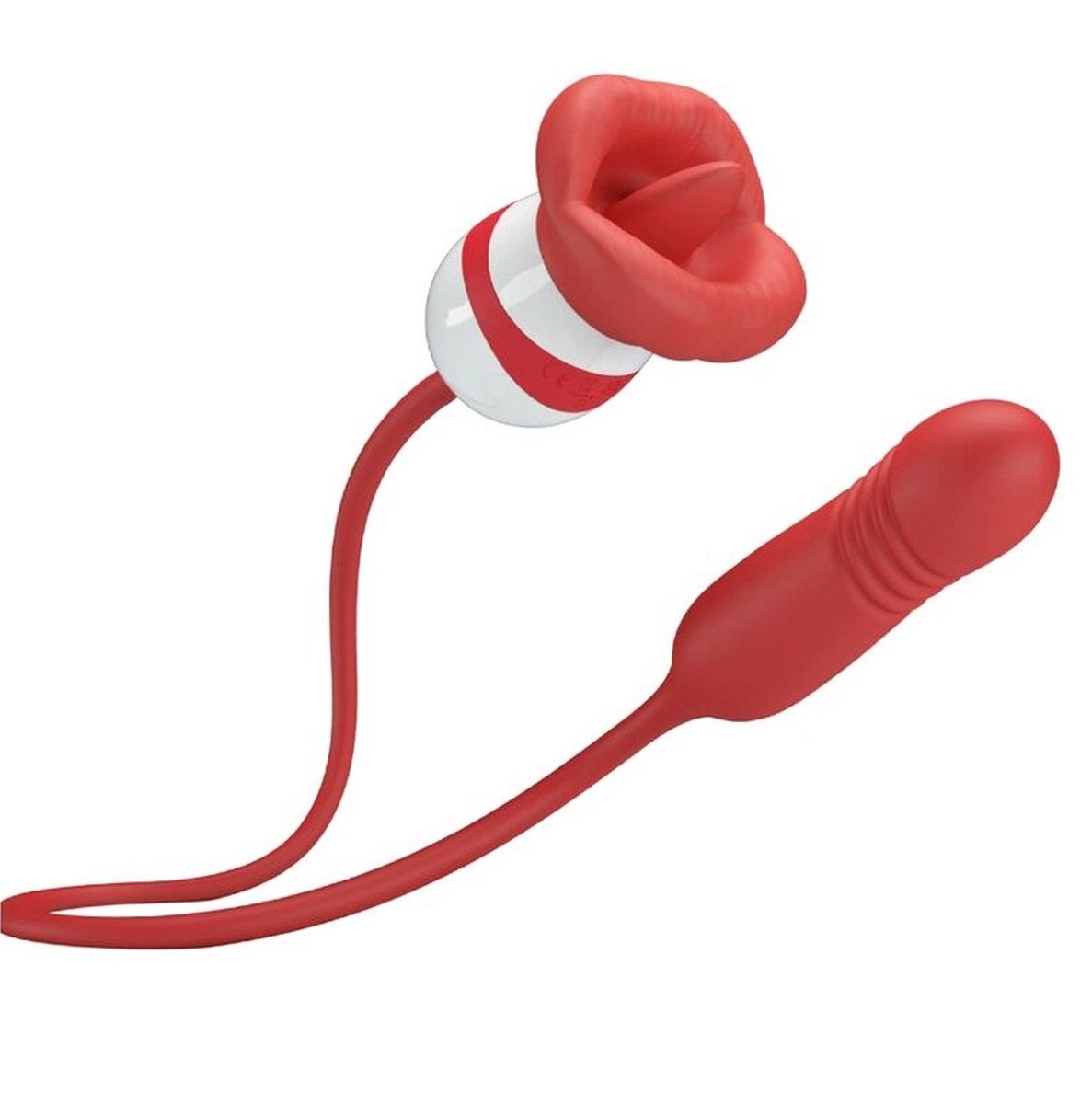 451200 Красное продолговатое виброяицо Ashlynn с клиторальным стимулятором