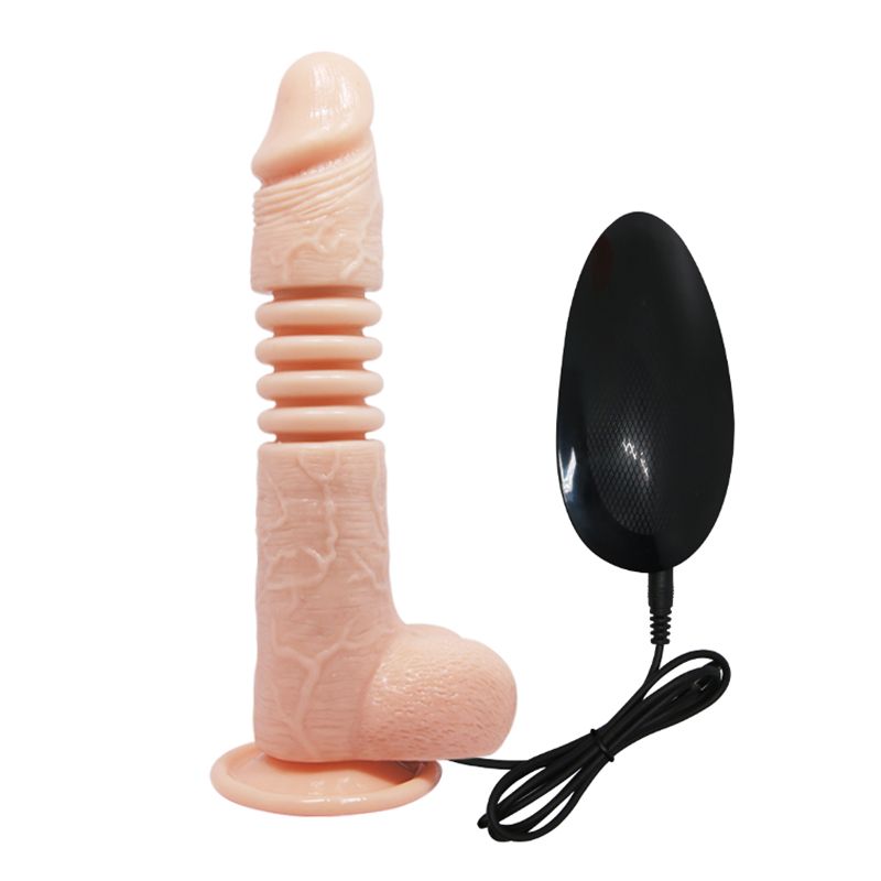 460435 Телесный вибратор с вращением и поступательными движениями Thunder Up - 22 см.