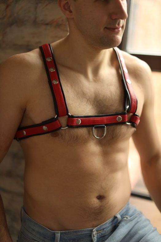 490091 Черно-красная мужская портупея Black-Red