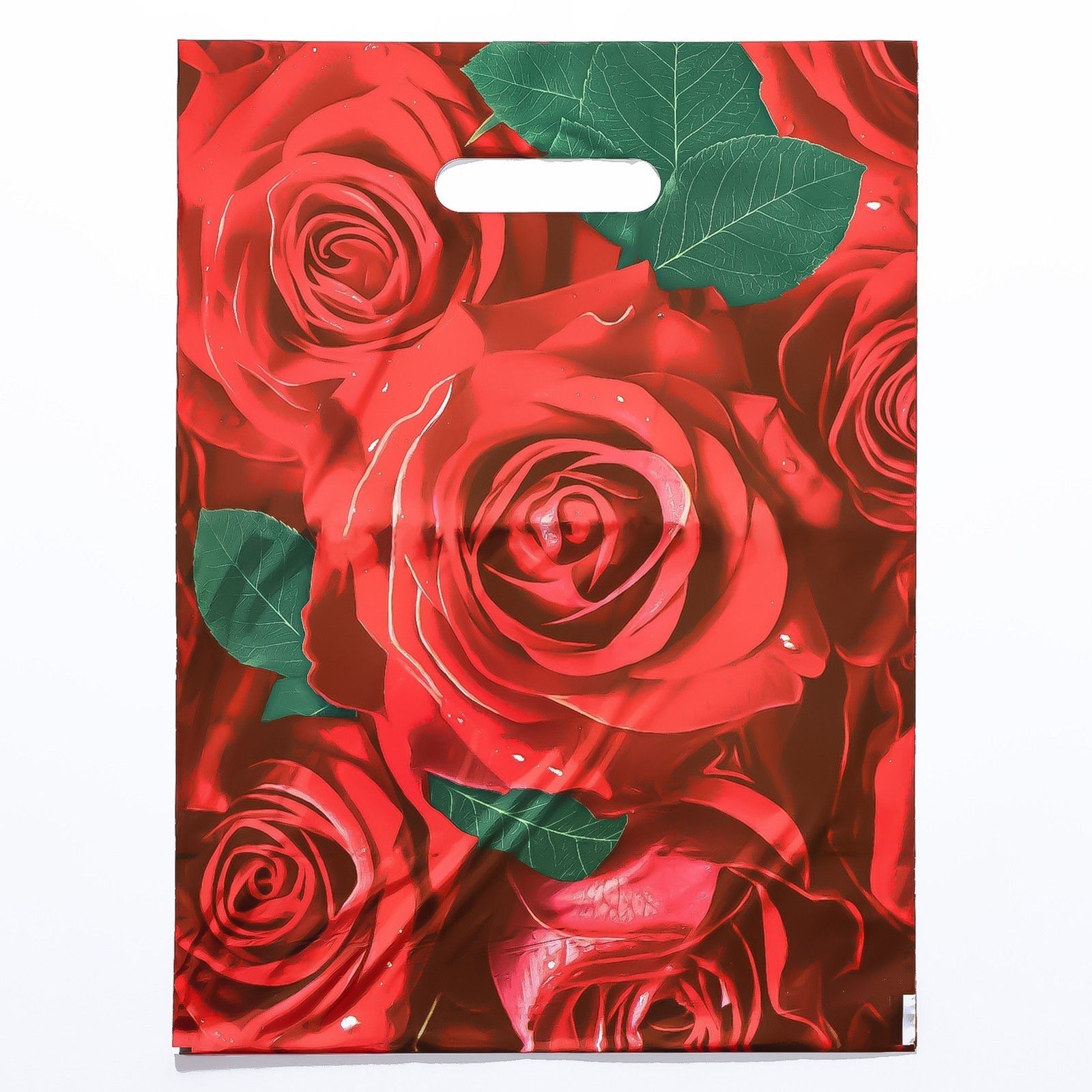 495916 Пакет с цветочным принтом и вырубной ручкой (30х40 см)