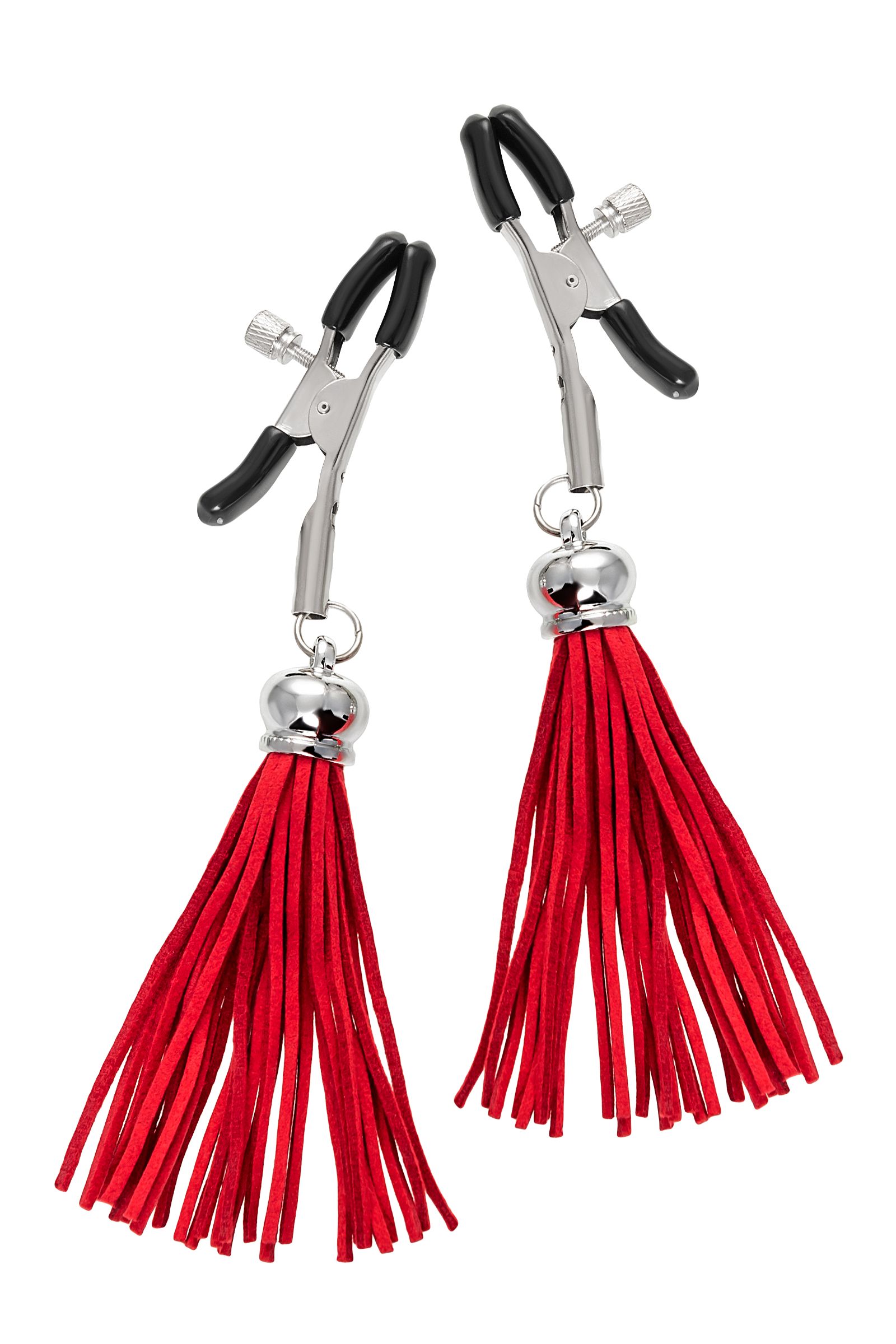 513749 Зажимы на соски «Прищепки» с красными кисточками из замши