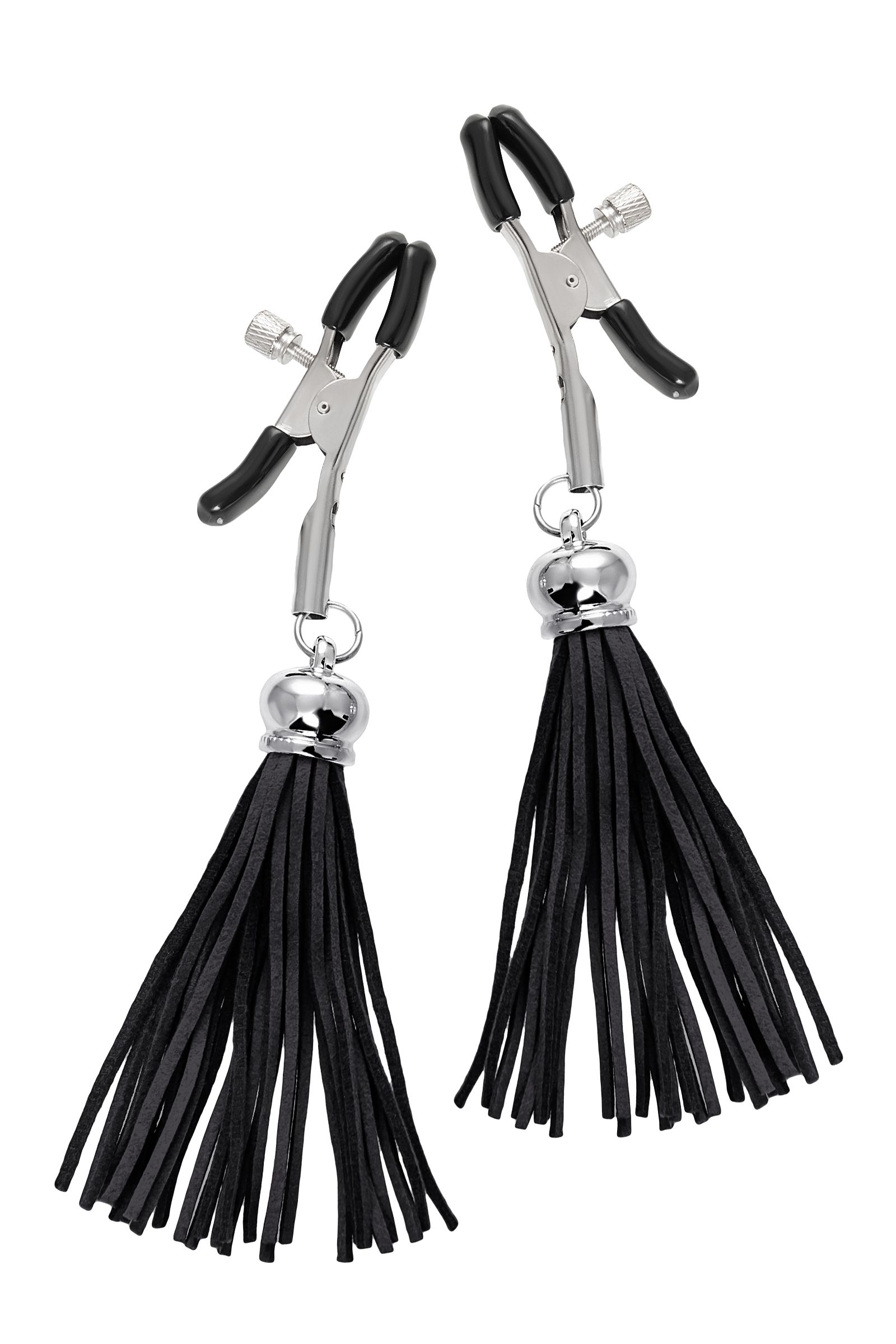 513750 Зажимы на соски «Прищепки» с черными кисточками из замши