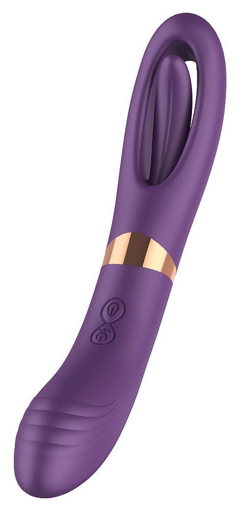 519691 Фиолетовый двусторонний вибратор - 27 см.