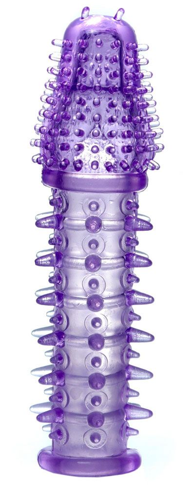 519707 Фиолетовая закрытая насадка на пенис - 13,5 см.