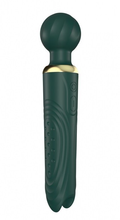 522176 Зеленый двусторонний вибратор-wand Secwell - 22 см.