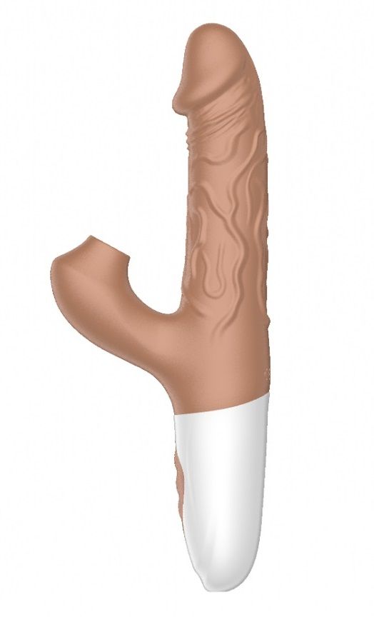 522183 Телесный вибратор-кролик с функцией поступательных движений - 22,5 см.