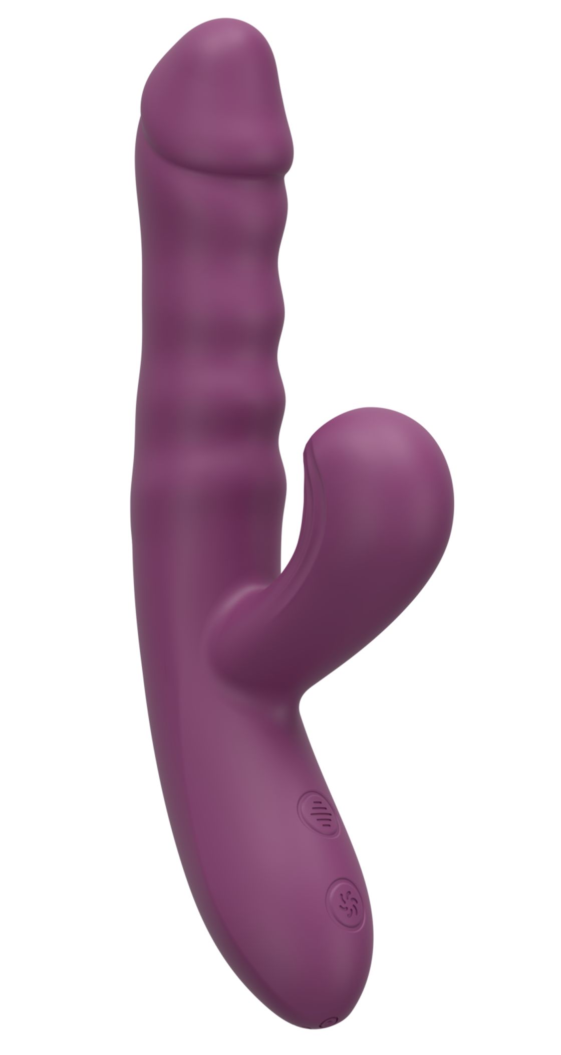 522185 Фиолетовый силиконовый вибратор с эффектом фрикций - 21,8 см.